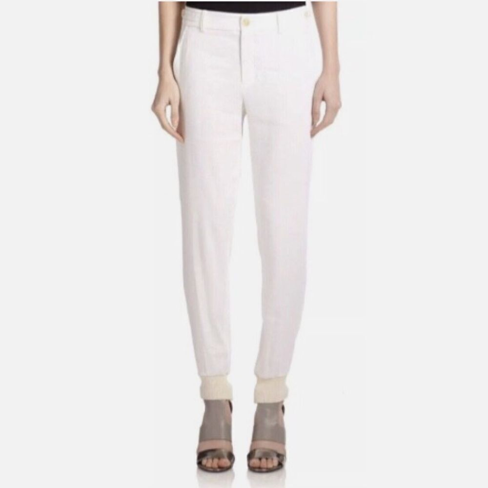 Vince Linen Blend Women's White Pants Joggers With Pockets Size 8
